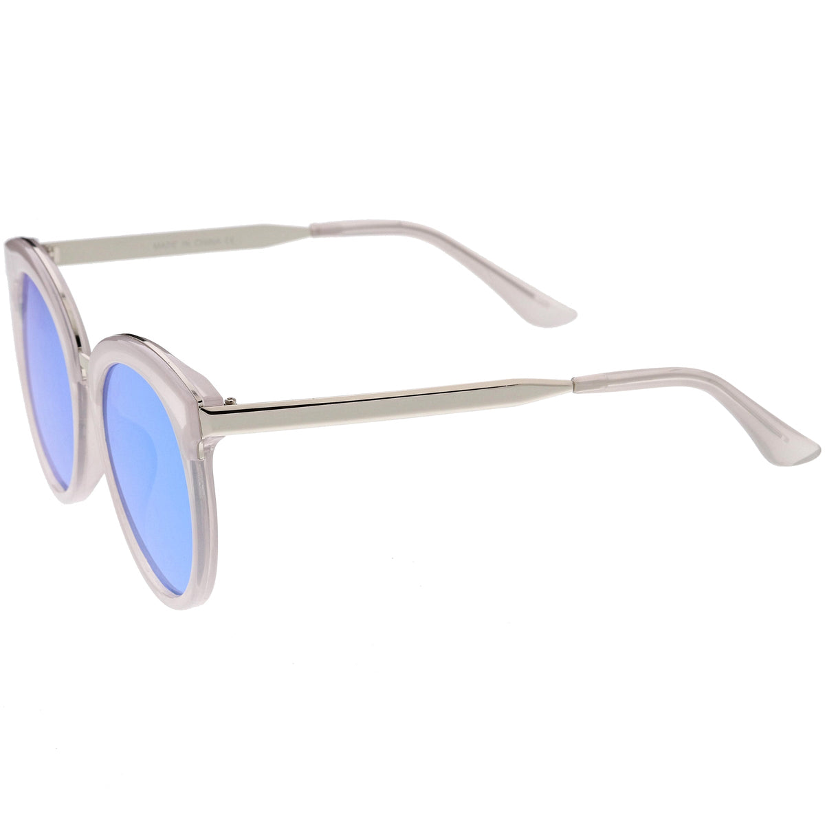 Women's Oversize Round Cat Eye Mirrored Flat Lens Sunglasses C842