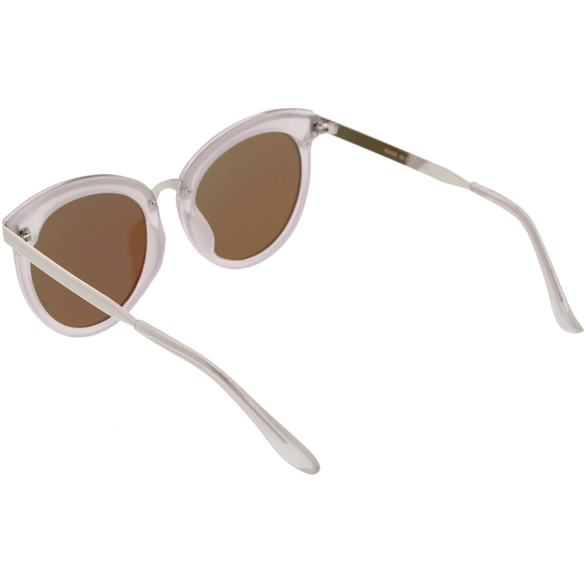 Women's Oversize Round Cat Eye Mirrored Flat Lens Sunglasses C842