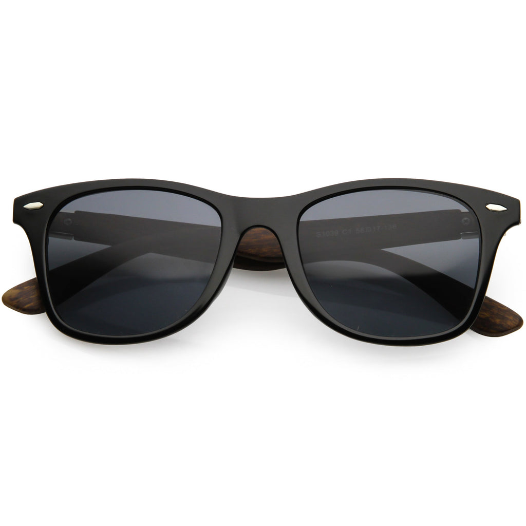 Unisex Outdoors Hiking Wood Print Horned Rim Sunglasses C845