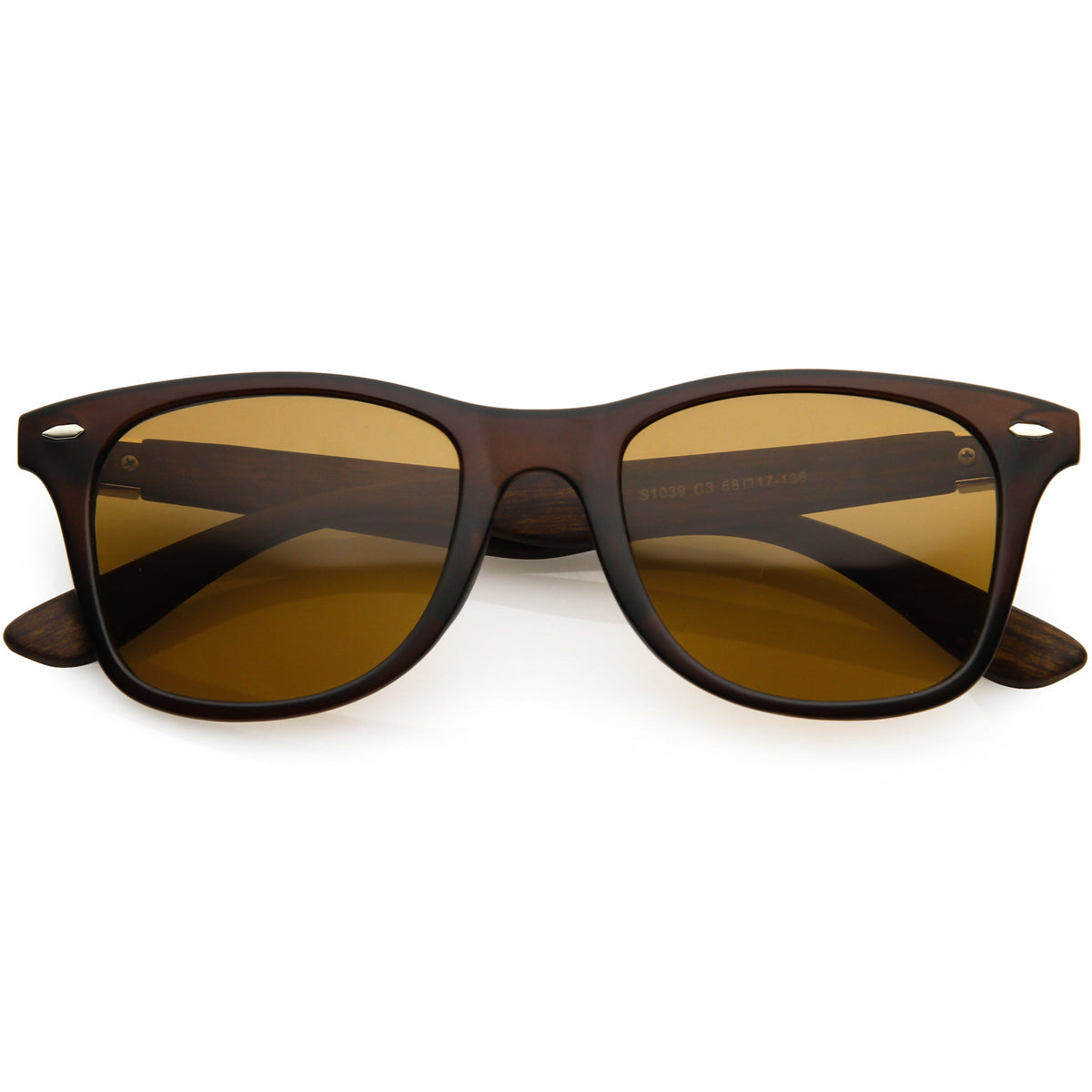 Unisex Outdoors Hiking Wood Print Horned Rim Sunglasses C845