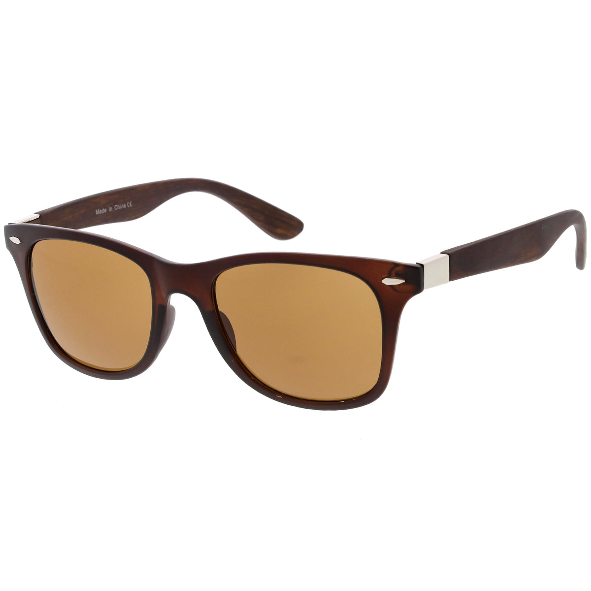 Unisex Outdoors Hiking Wood Print Horned Rim Sunglasses C845