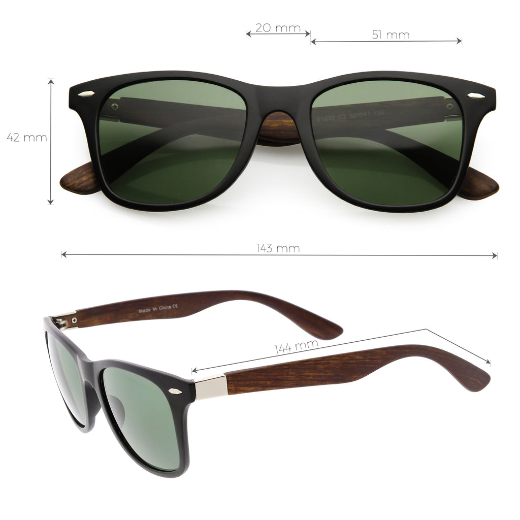 Unisex Outdoors Hiking Wood Print Horned Rim Sunglasses C845