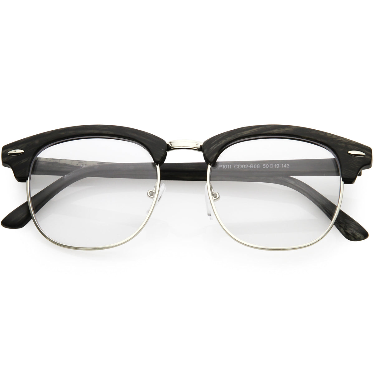 Classic Dapper Half Frame Horned Rim Clear Lens Glasses C846