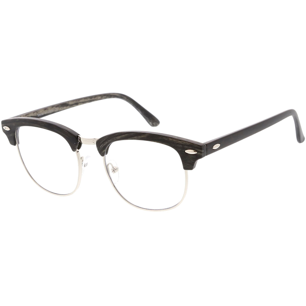 Classic Dapper Half Frame Horned Rim Clear Lens Glasses C846