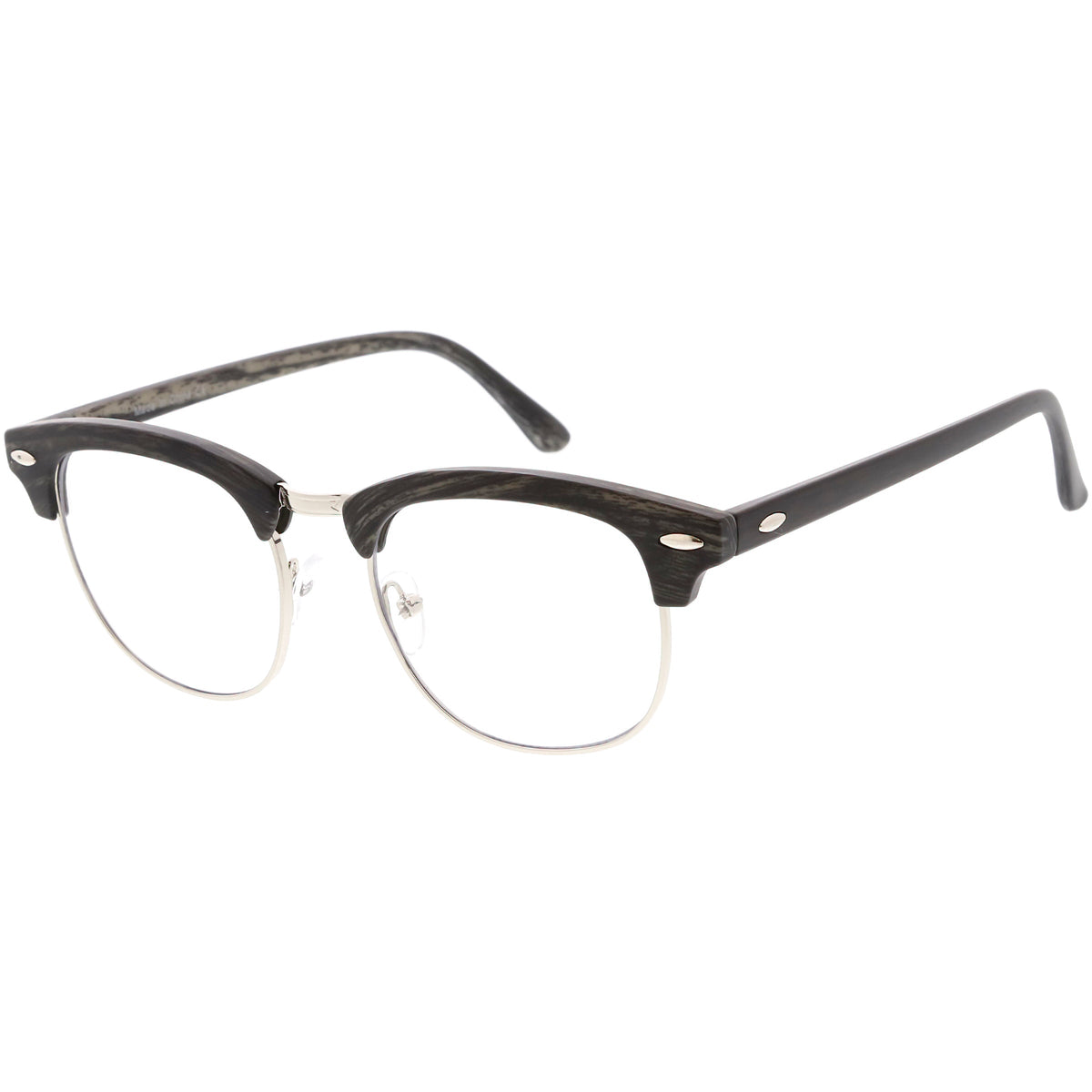 Classic Dapper Half Frame Horned Rim Clear Lens Glasses C846