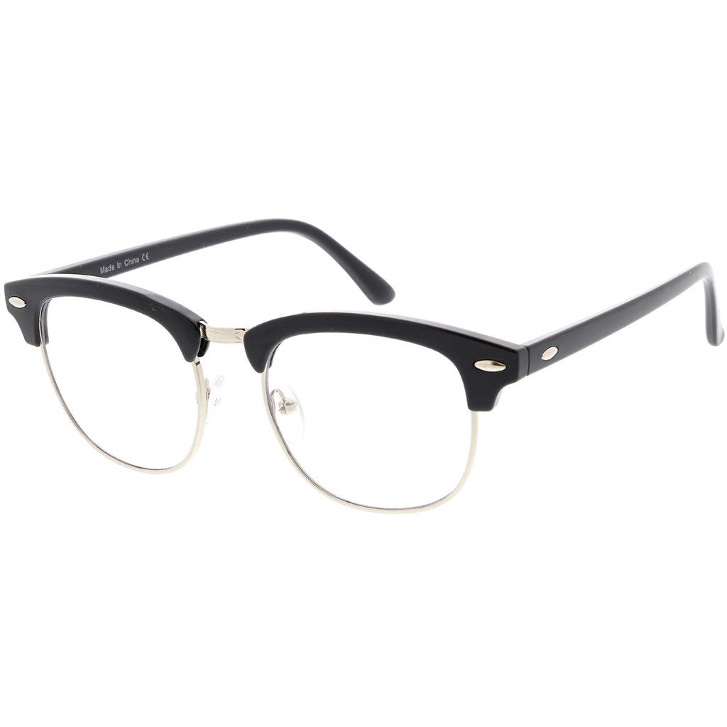 Classic Dapper Half Frame Horned Rim Clear Lens Glasses C846