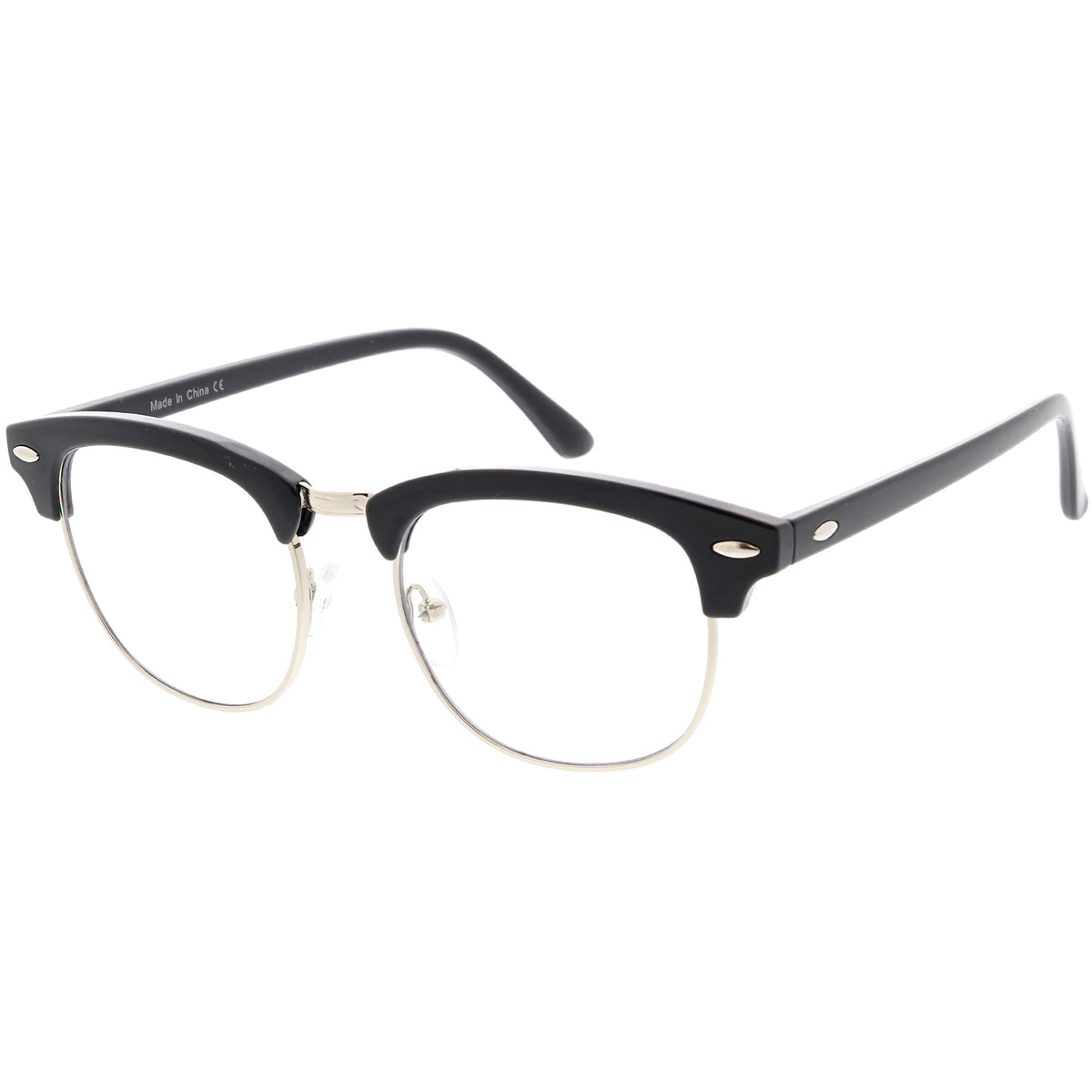 Classic Dapper Half Frame Horned Rim Clear Lens Glasses C846