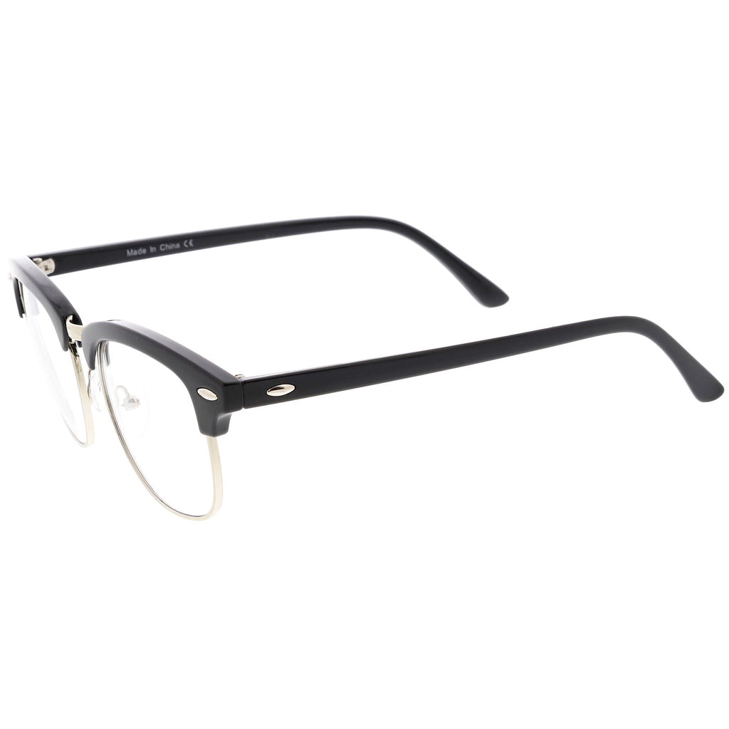 Classic Dapper Half Frame Horned Rim Clear Lens Glasses C846