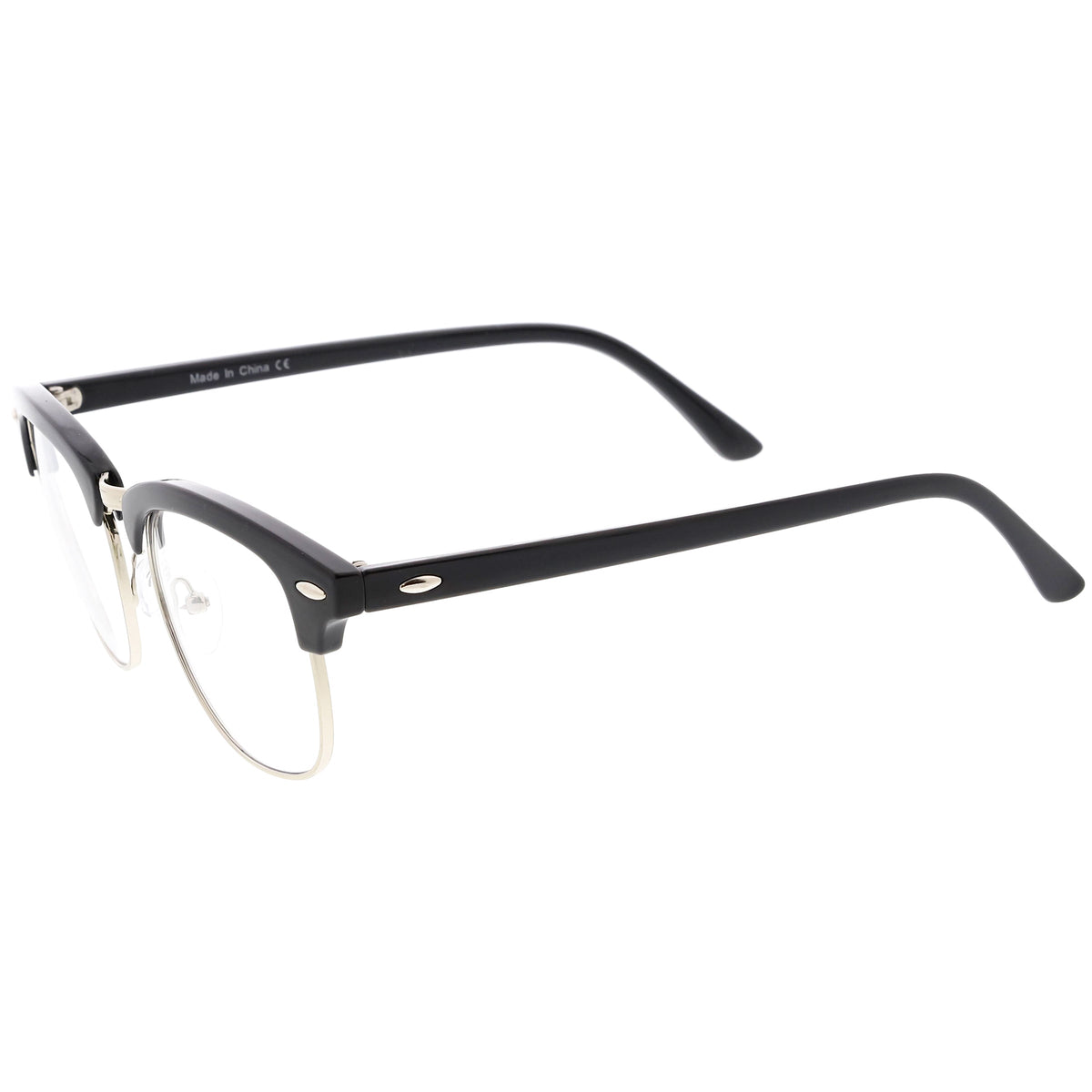 Classic Dapper Half Frame Horned Rim Clear Lens Glasses C846