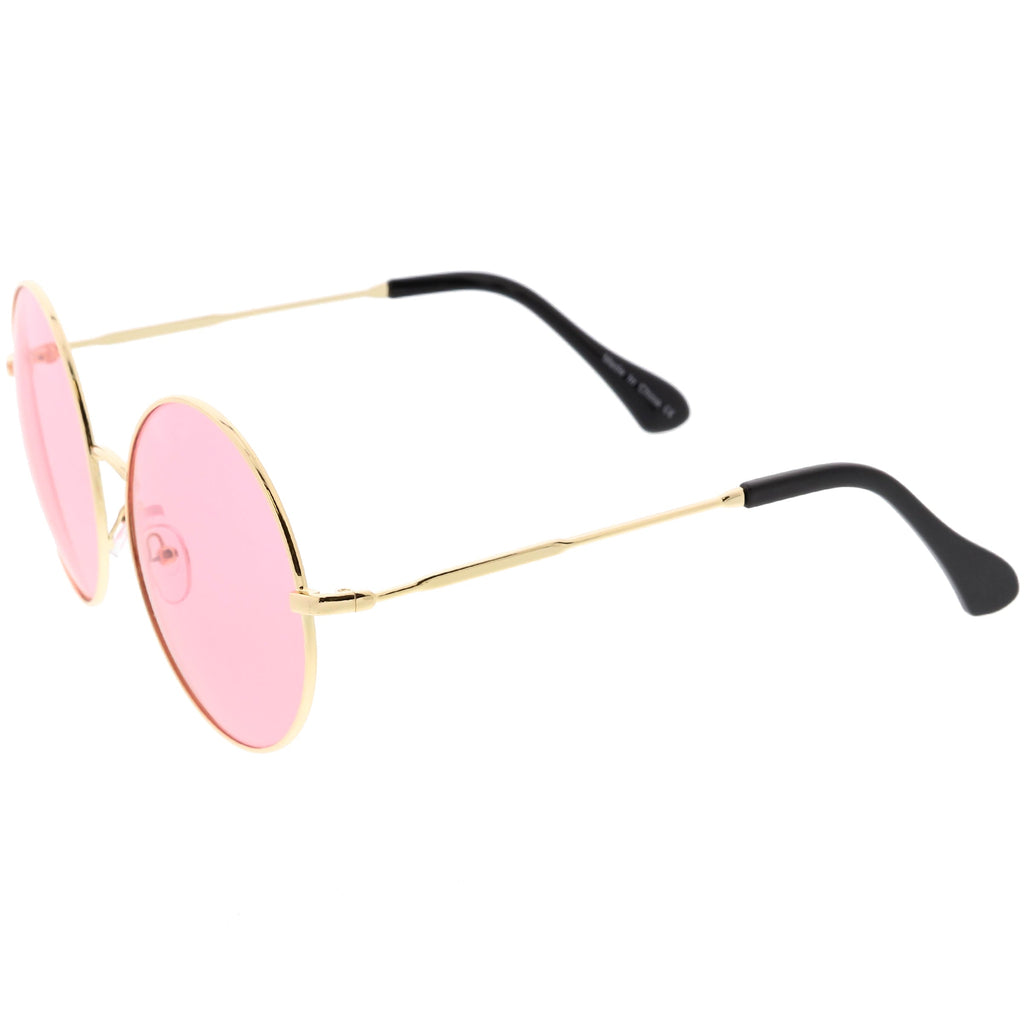 Retro Oversize Color Tone Disco Round Metal Sunglasses C848