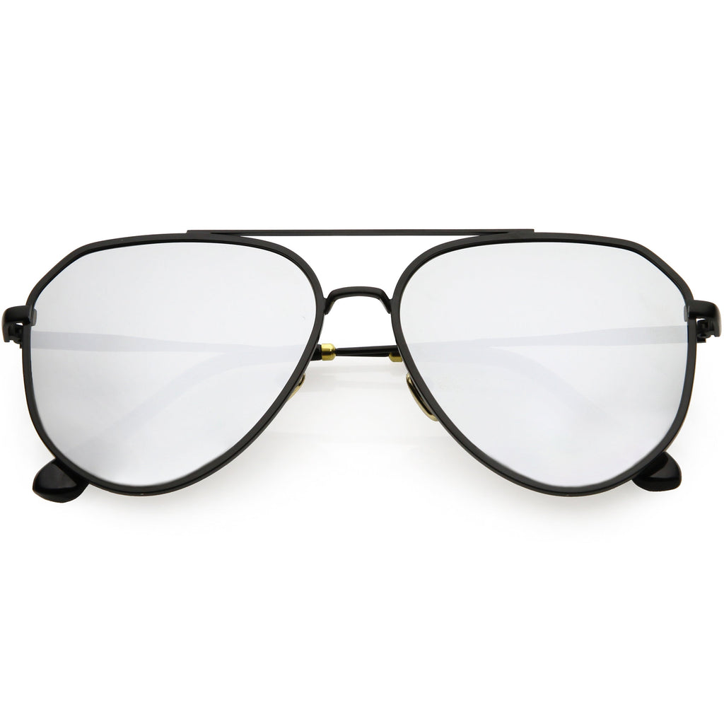 Oversize Retro Modern Mirrored Flat Lens Aviator Sunglasses C849