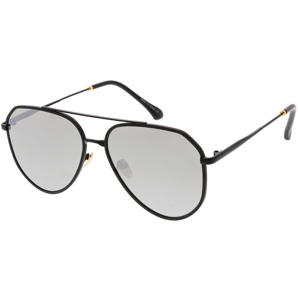 Oversize Retro Modern Mirrored Flat Lens Aviator Sunglasses C849