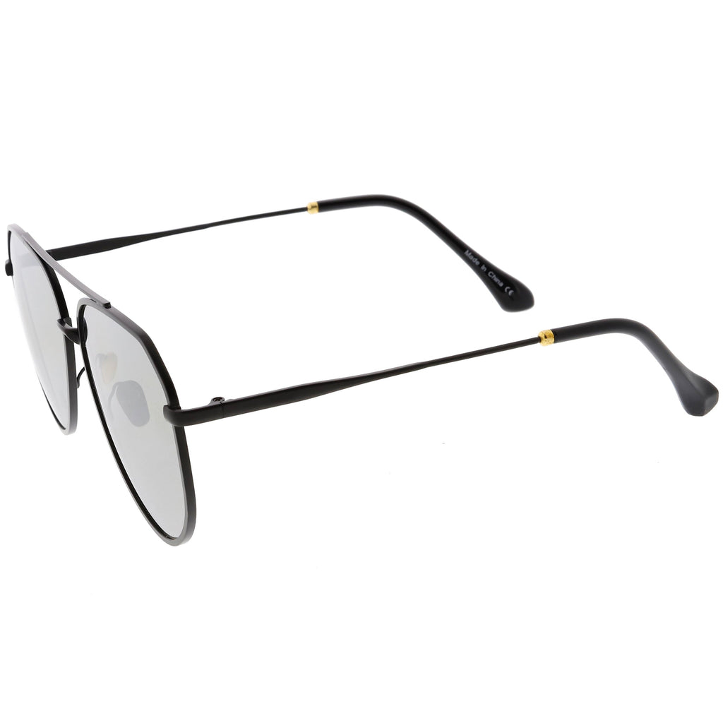 Oversize Retro Modern Mirrored Flat Lens Aviator Sunglasses C849