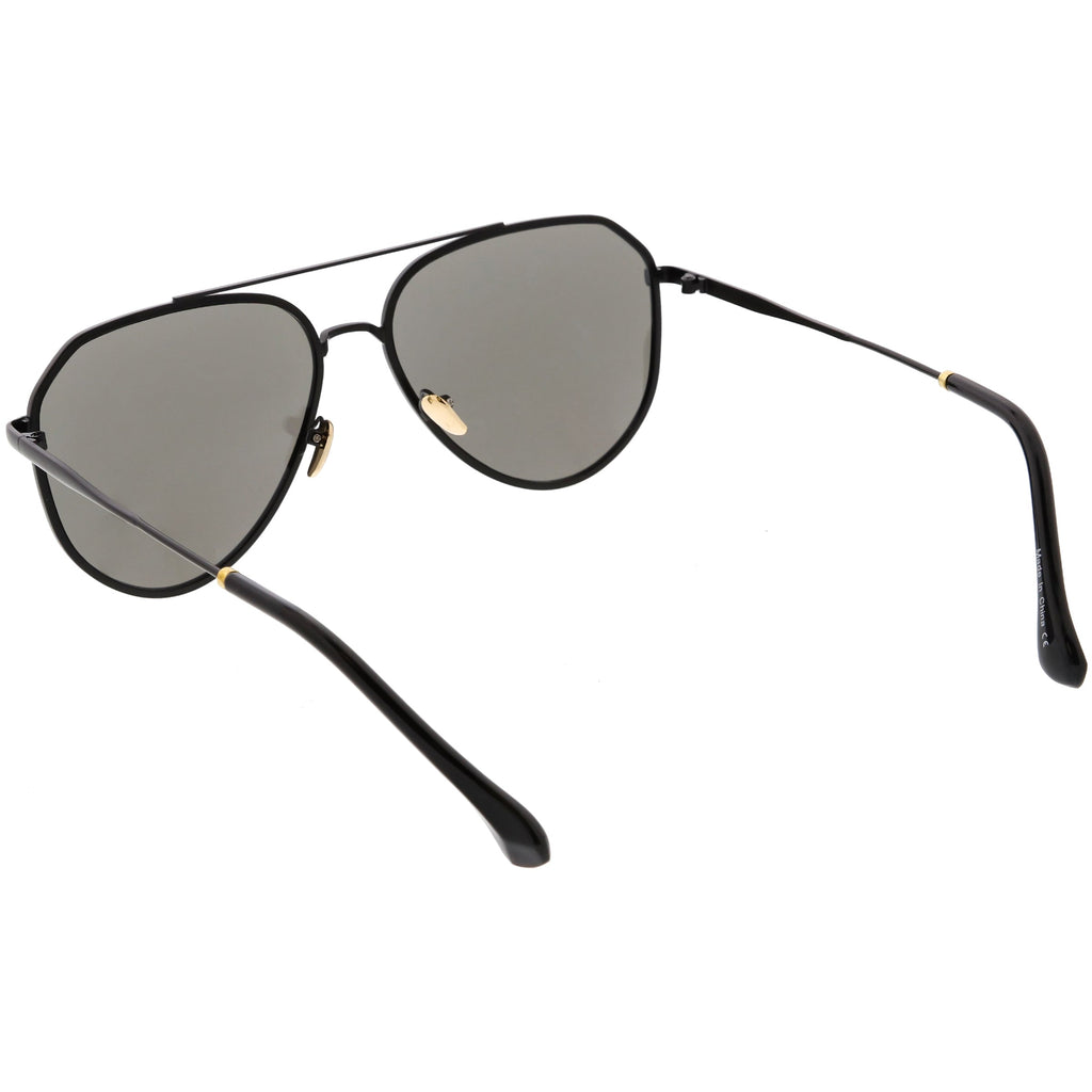 Oversize Retro Modern Mirrored Flat Lens Aviator Sunglasses C849