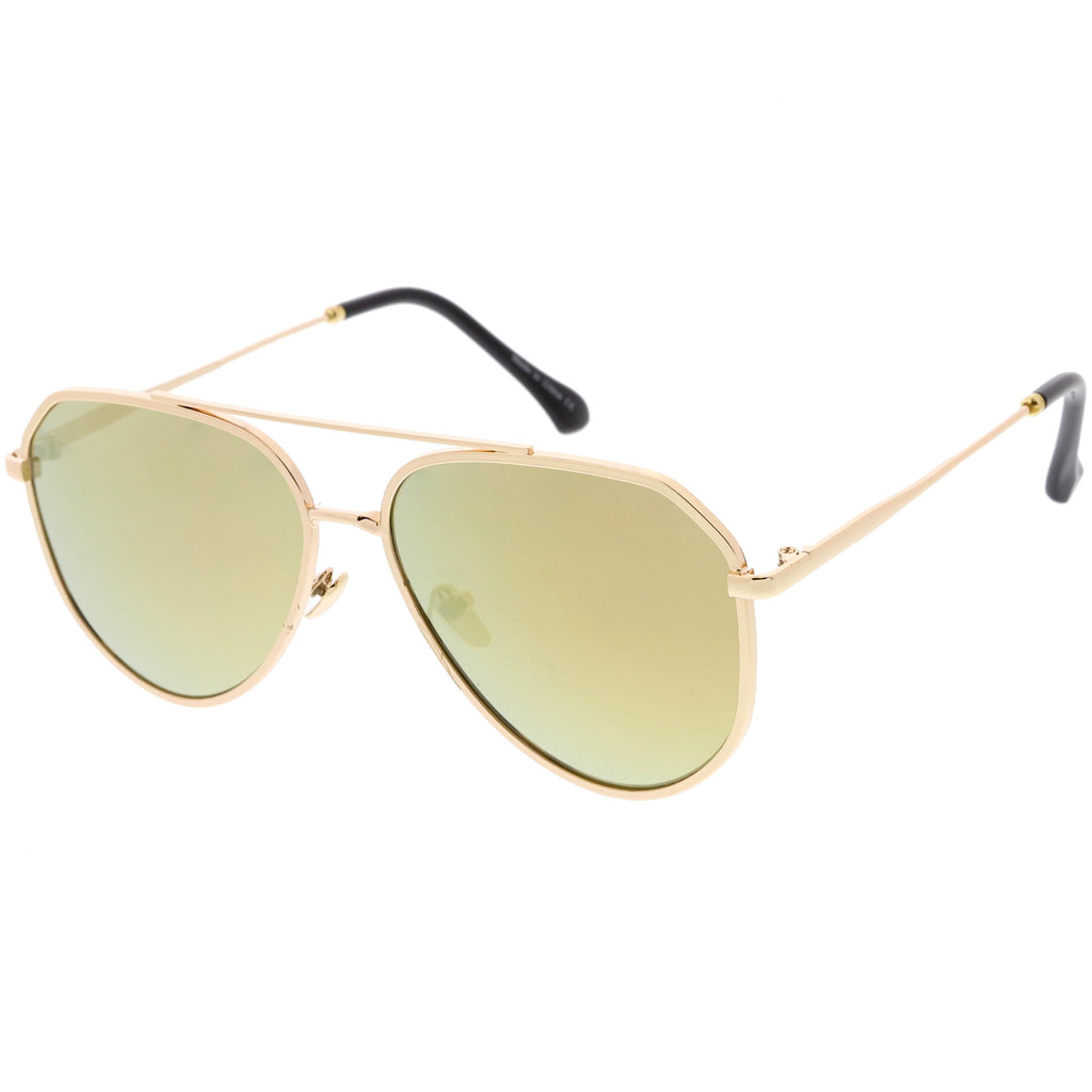 Oversize Retro Modern Mirrored Flat Lens Aviator Sunglasses C849