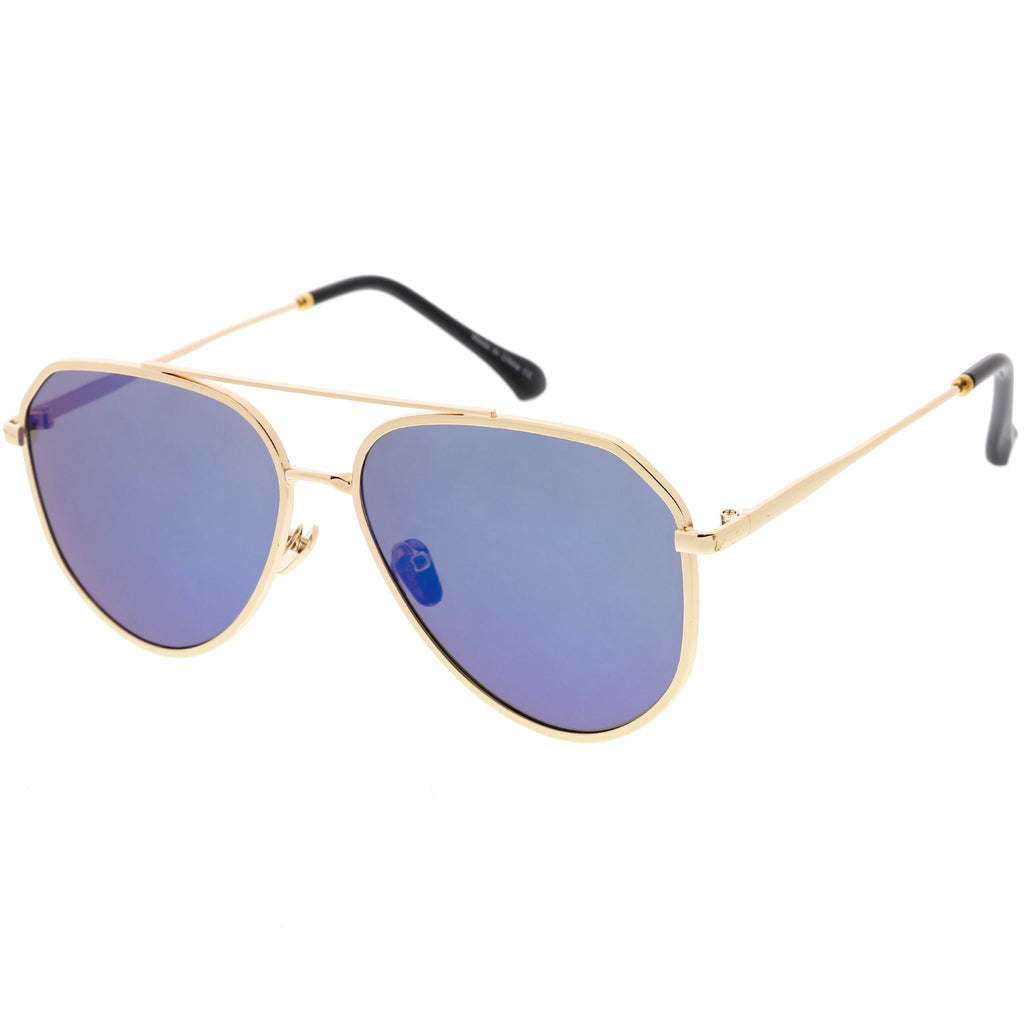 Oversize Retro Modern Mirrored Flat Lens Aviator Sunglasses C849
