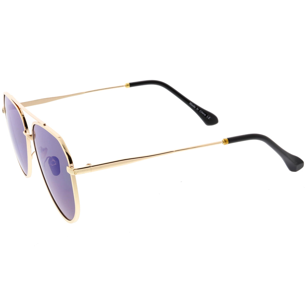 Oversize Retro Modern Mirrored Flat Lens Aviator Sunglasses C849
