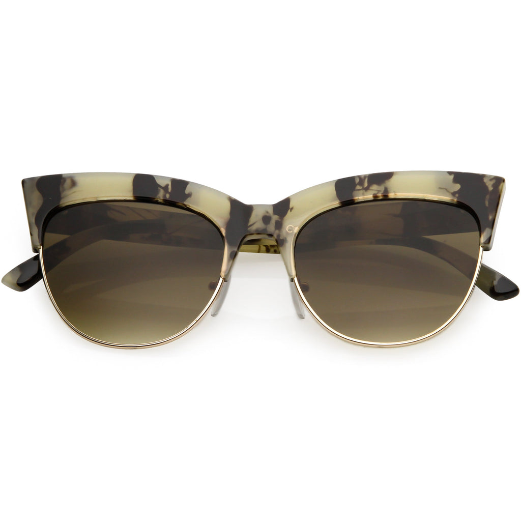 Women's Modern Hot Tip Pointed Half Frame Cat Eye Sunglasses C852