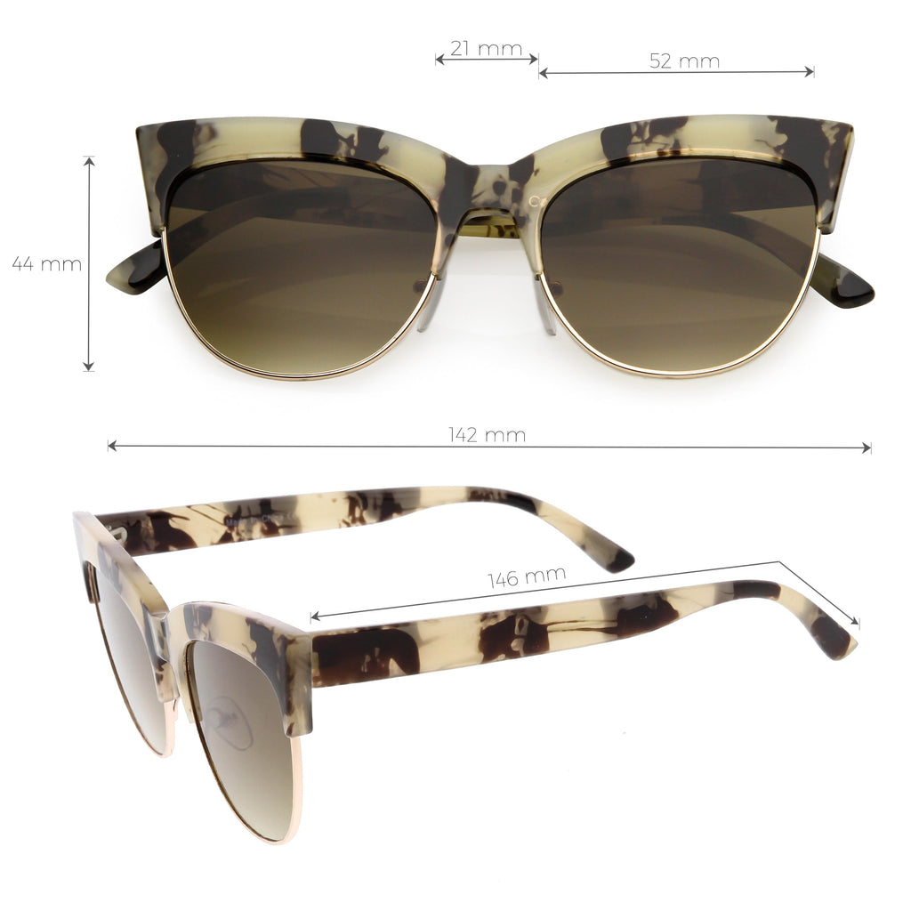 Women's Modern Hot Tip Pointed Half Frame Cat Eye Sunglasses C852