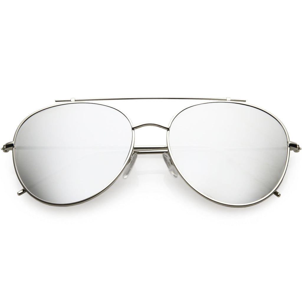 Oversize Retro Modern Mirrored Flat Lens Aviator Sunglasses C856