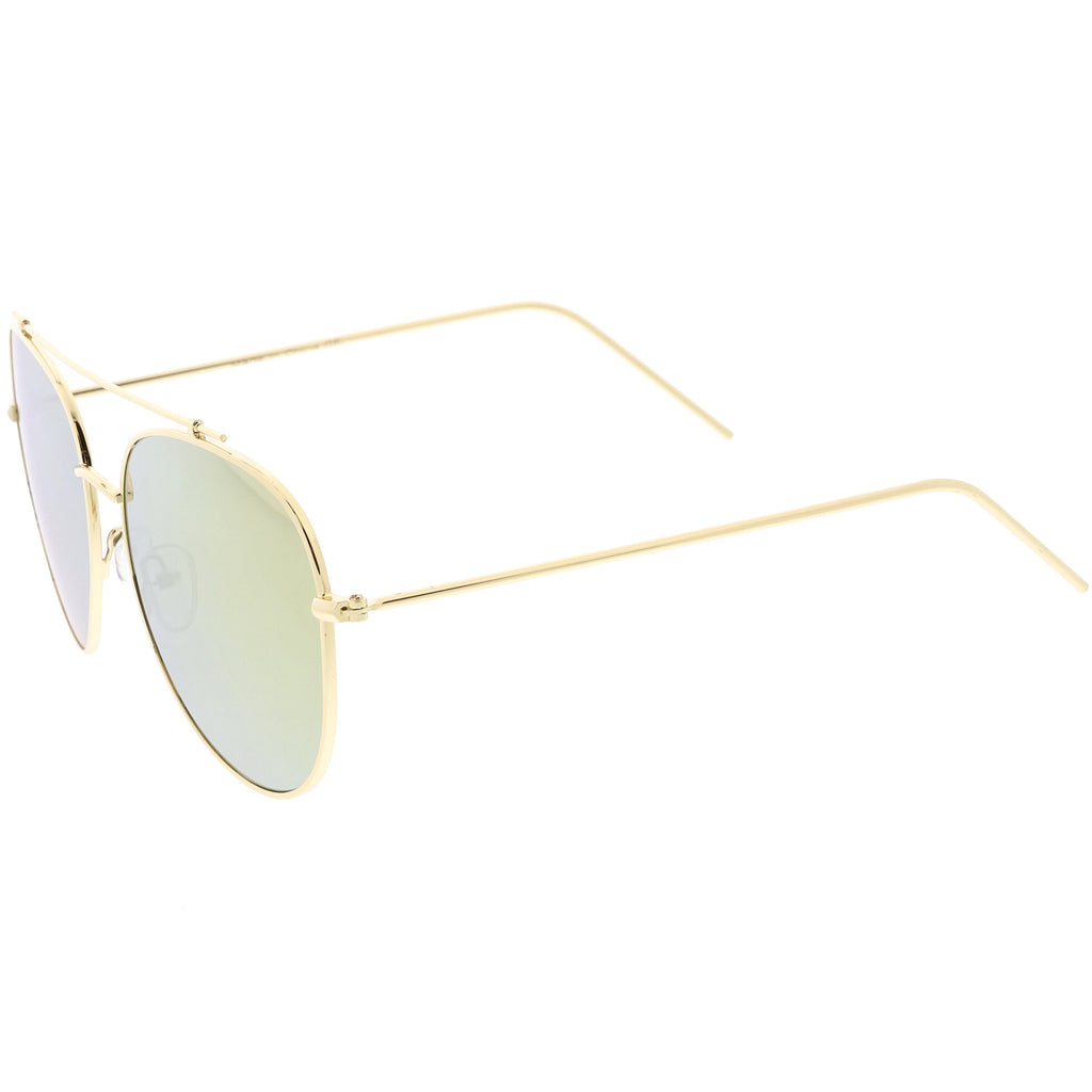 Oversize Retro Modern Mirrored Flat Lens Aviator Sunglasses C856