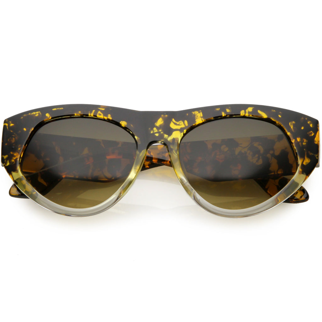 Women's Oversize Block Slanted Lens Cat Eye Sunglasses C863