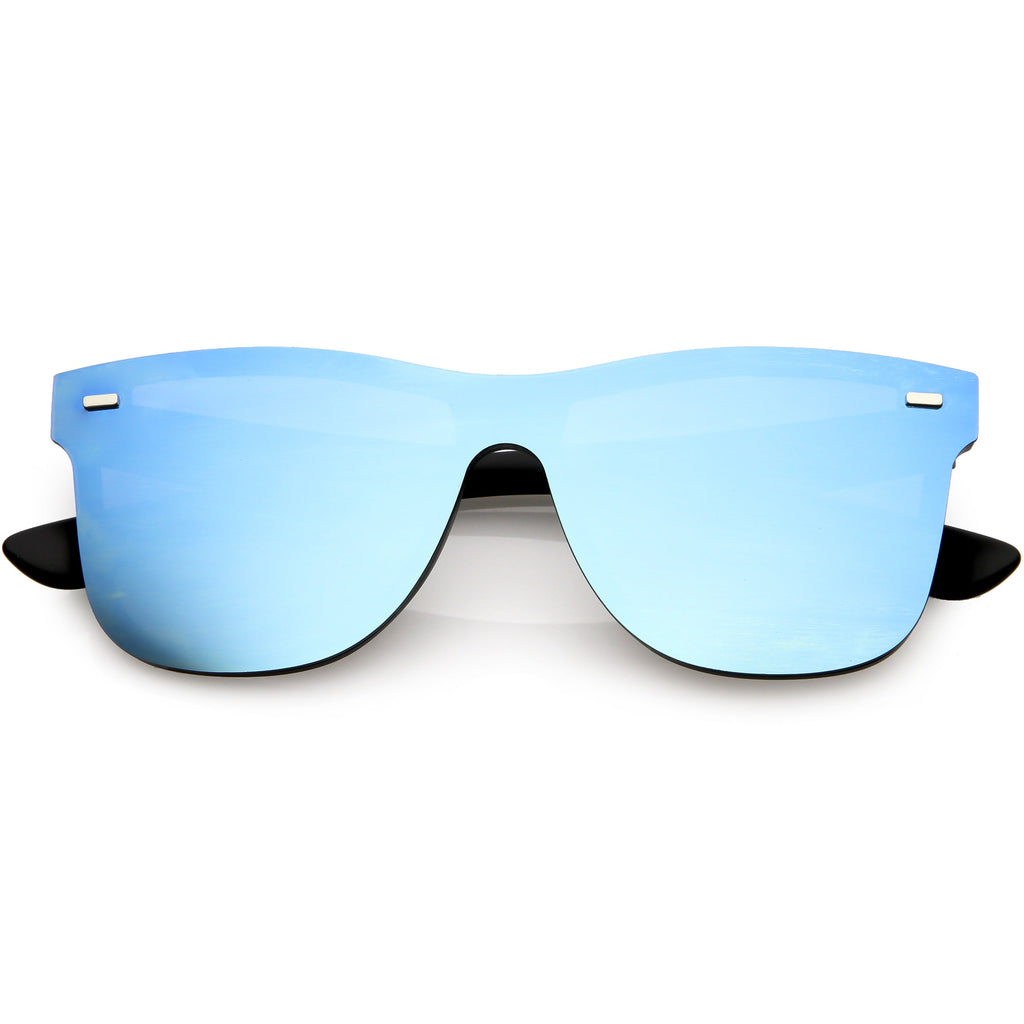 Retro Modern Horned Rim Flat Mirrored Lens Sunglasses C869
