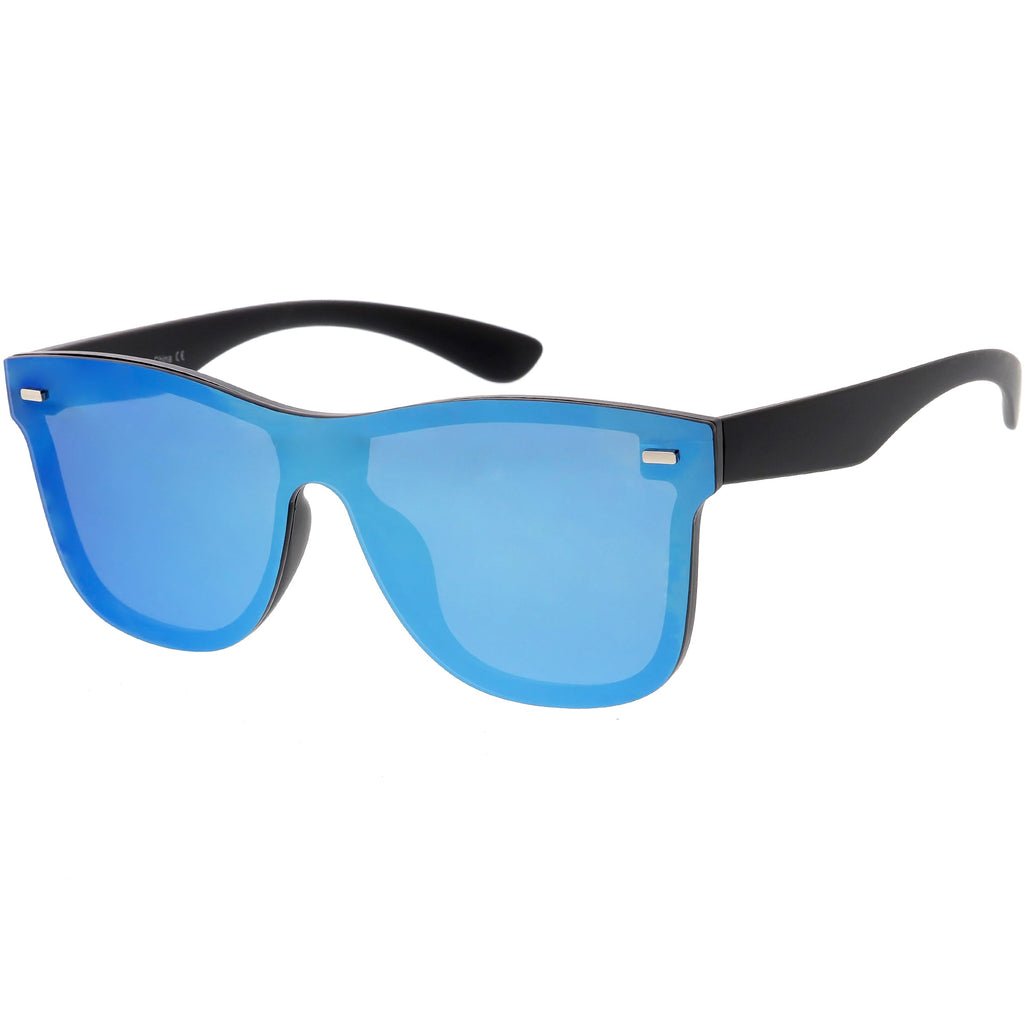 Retro Modern Horned Rim Flat Mirrored Lens Sunglasses C869