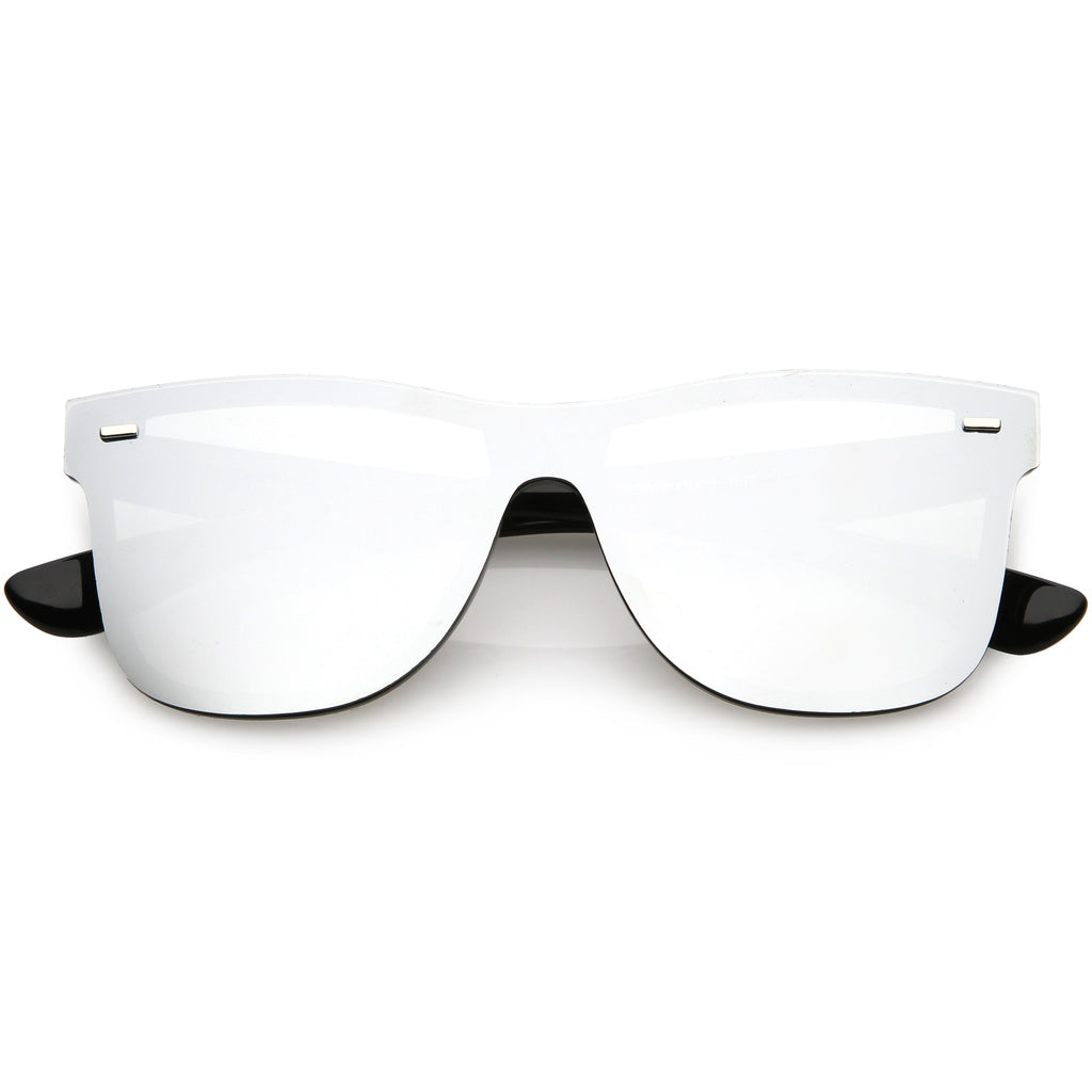 Retro Modern Horned Rim Flat Mirrored Lens Sunglasses C869