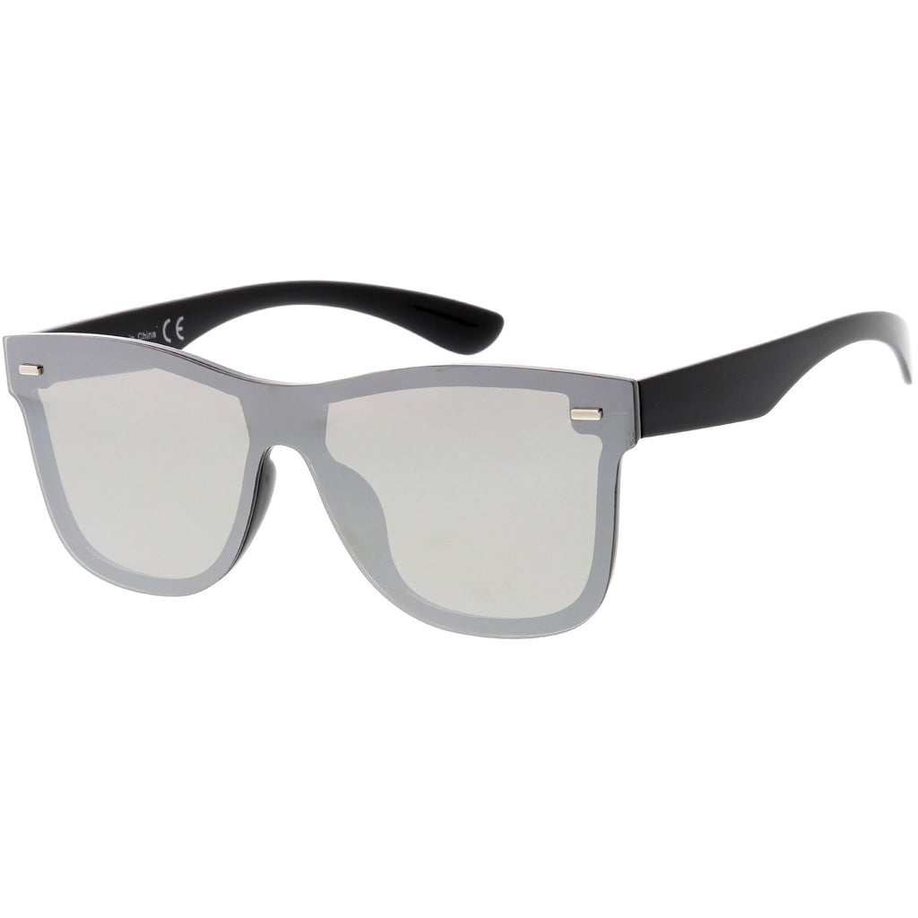 Retro Modern Horned Rim Flat Mirrored Lens Sunglasses C869