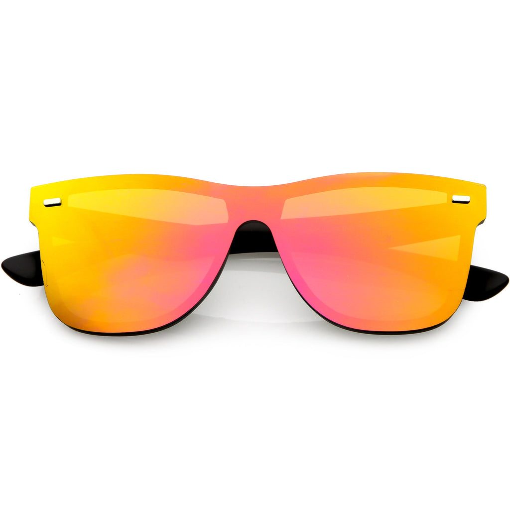 Retro Modern Horned Rim Flat Mirrored Lens Sunglasses C869