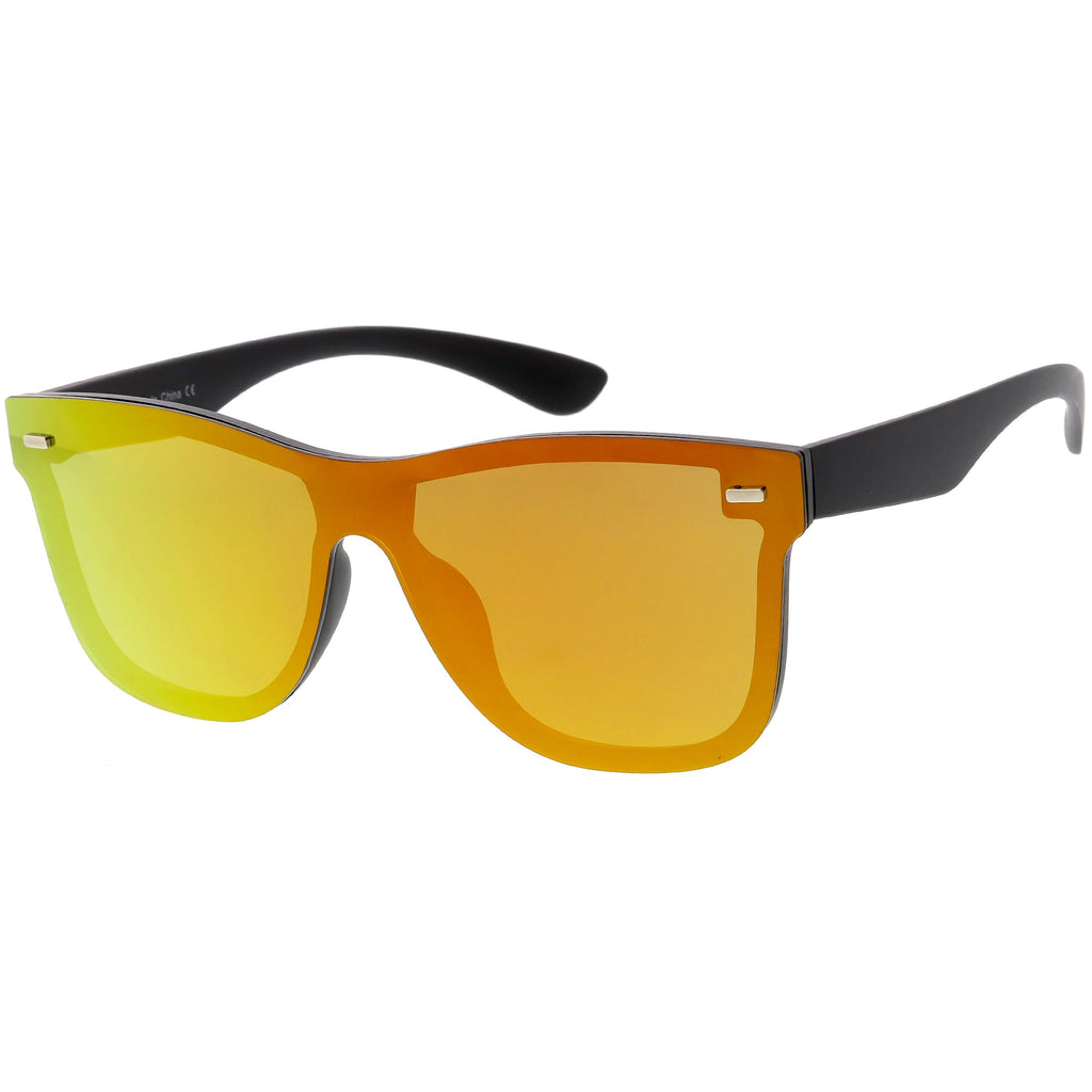 Retro Modern Horned Rim Flat Mirrored Lens Sunglasses C869