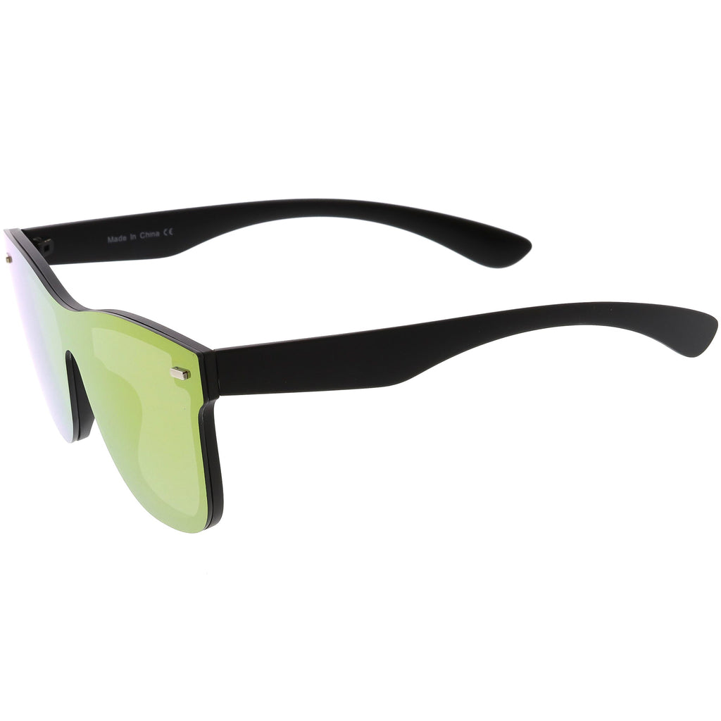 Retro Modern Horned Rim Flat Mirrored Lens Sunglasses C869