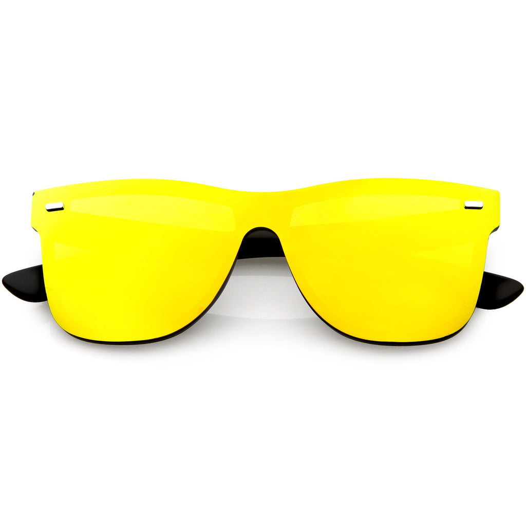 Retro Modern Horned Rim Flat Mirrored Lens Sunglasses C869