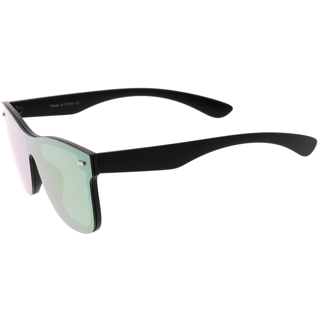 Retro Modern Horned Rim Flat Mirrored Lens Sunglasses C869
