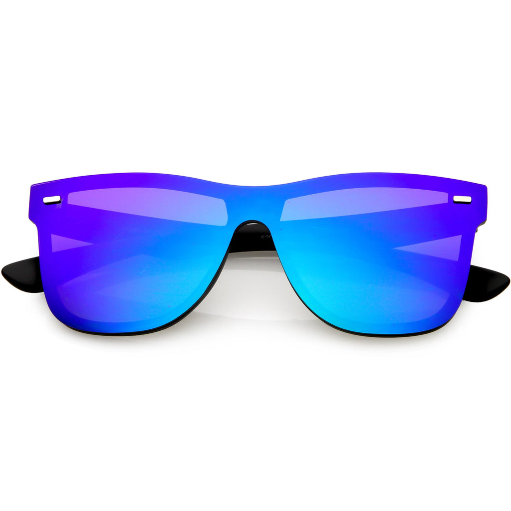 Retro Modern Horned Rim Flat Mirrored Lens Sunglasses C869