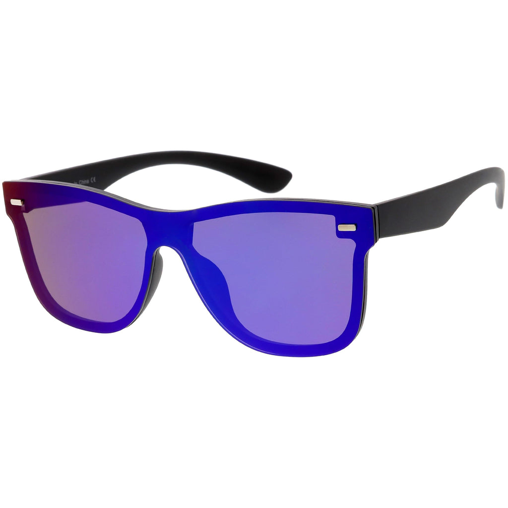 Retro Modern Horned Rim Flat Mirrored Lens Sunglasses C869