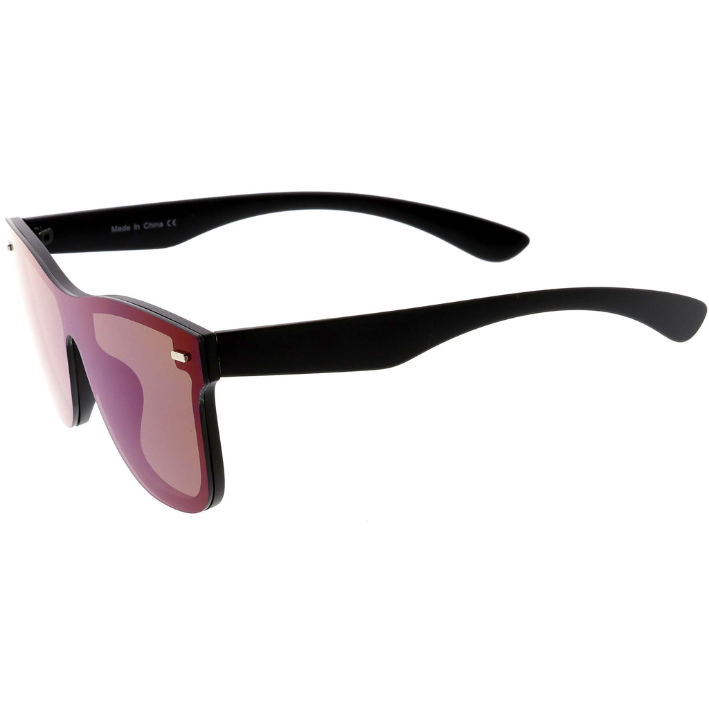 Retro Modern Horned Rim Flat Mirrored Lens Sunglasses C869
