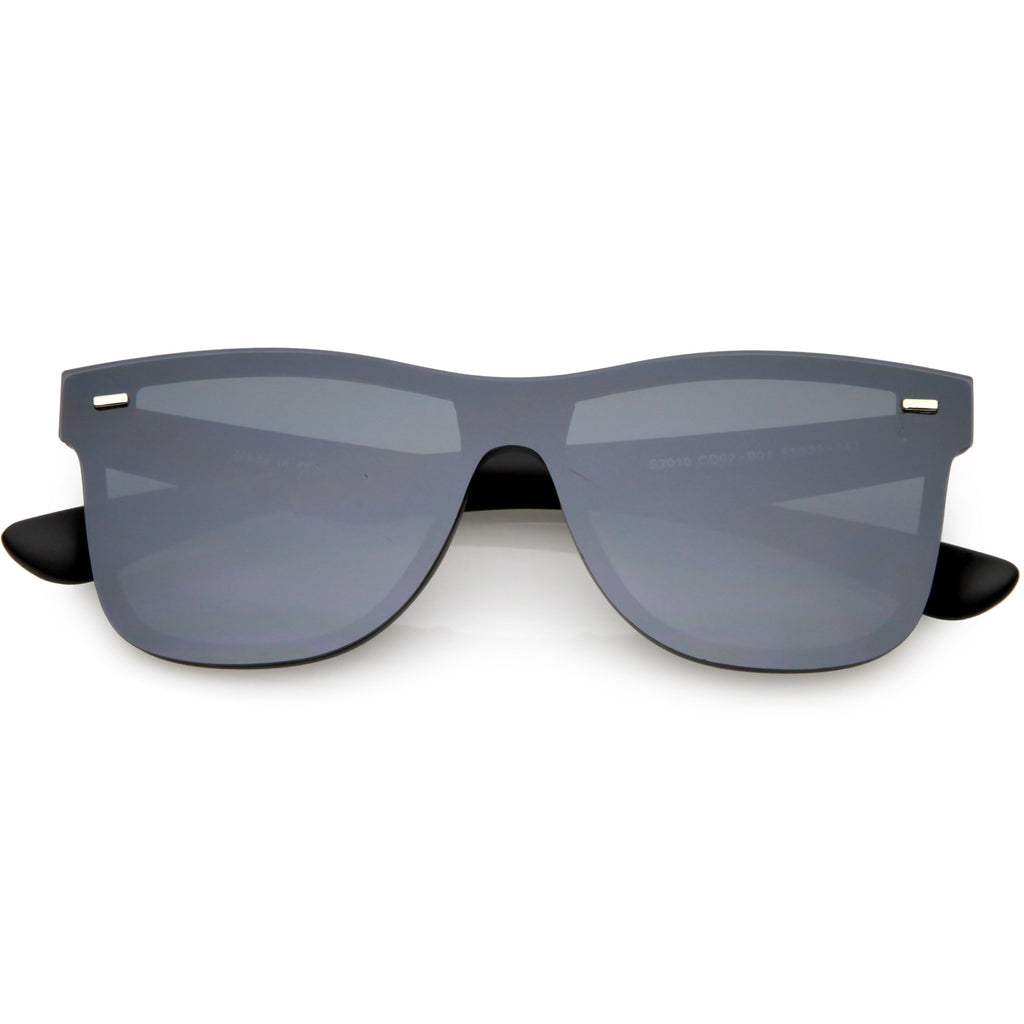 Retro Modern Horned Rim Flat Mirrored Lens Sunglasses C869