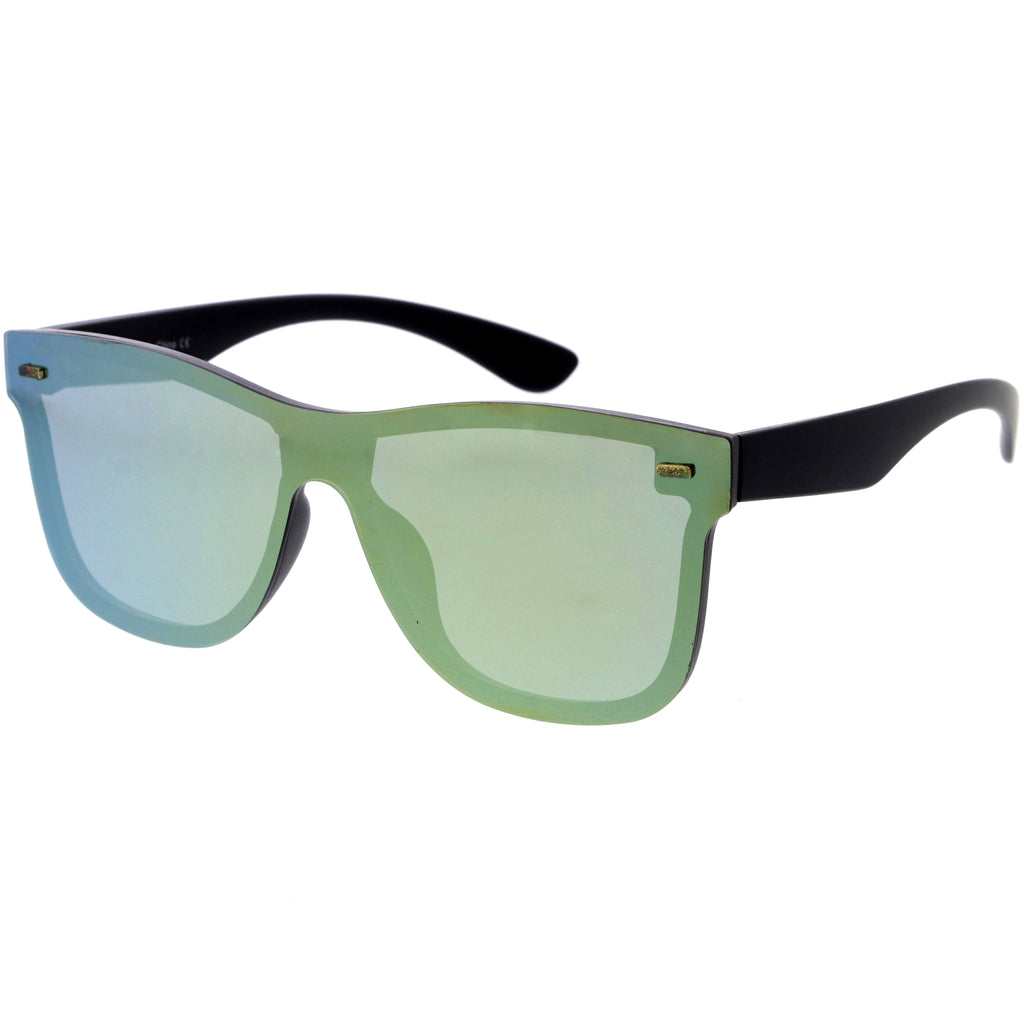Retro Modern Horned Rim Flat Mirrored Lens Sunglasses C869