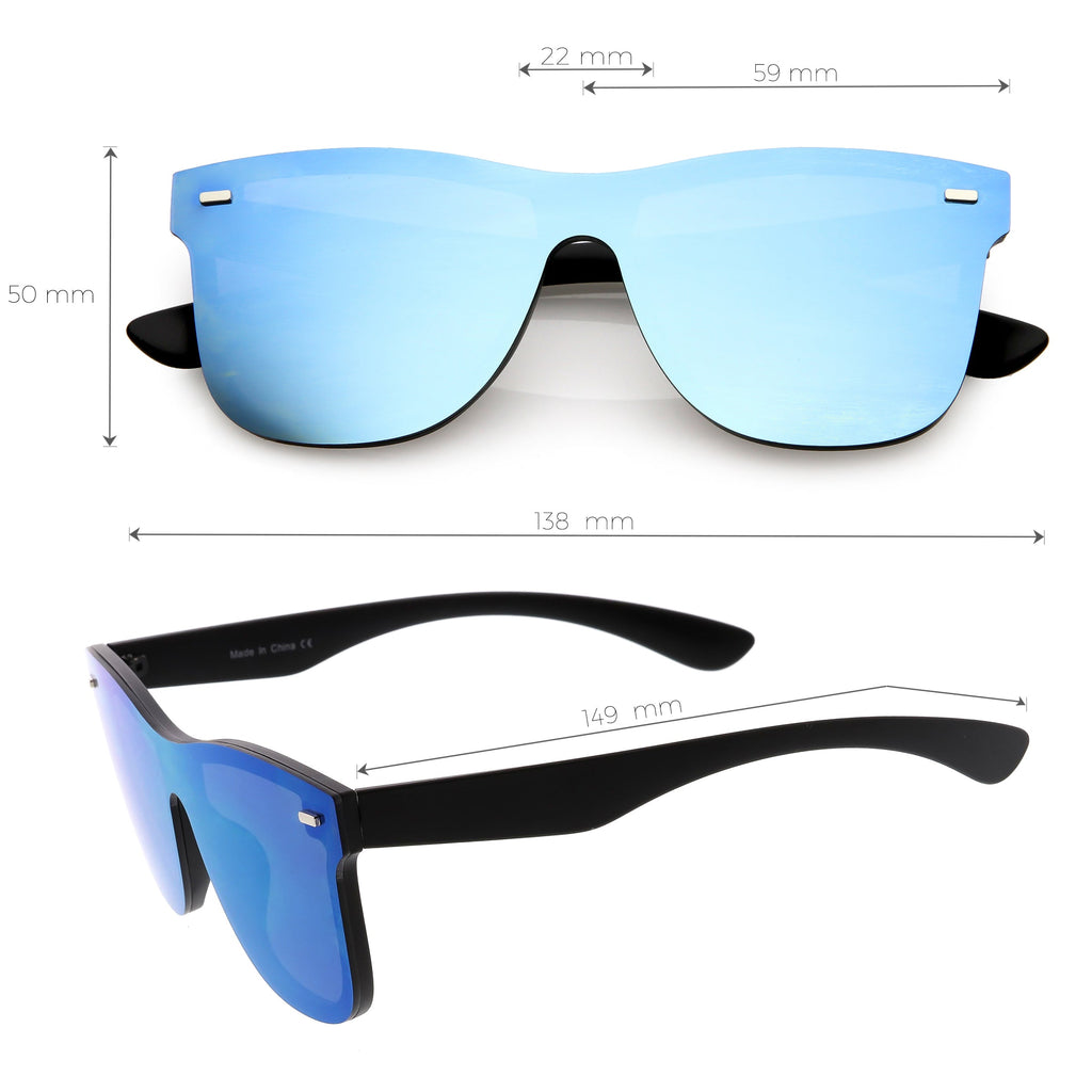 Retro Modern Horned Rim Flat Mirrored Lens Sunglasses C869