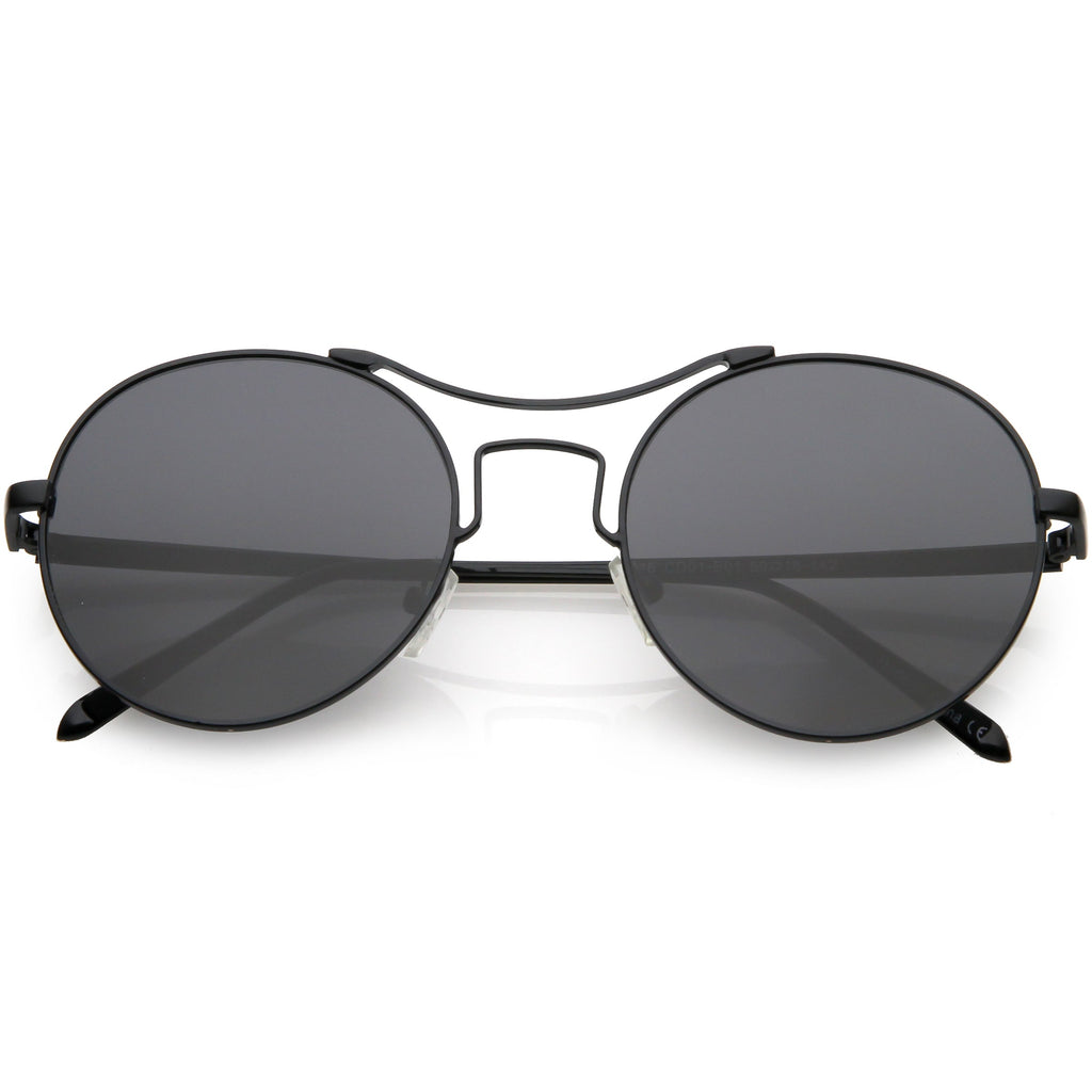 Chic Modern Slim Metal Flat Lens Round Sunglasses C873