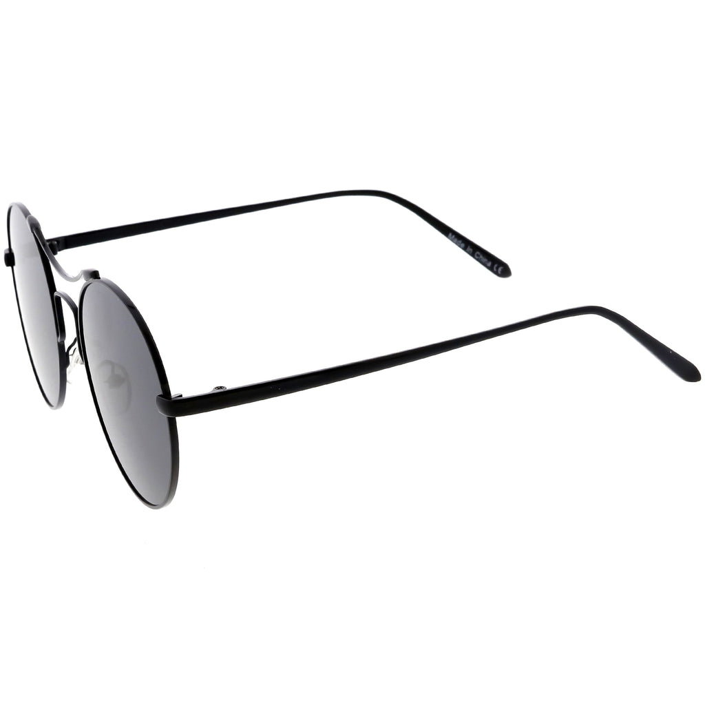Chic Modern Slim Metal Flat Lens Round Sunglasses C873