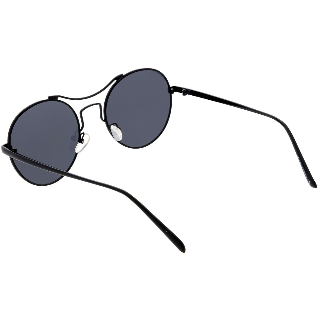 Chic Modern Slim Metal Flat Lens Round Sunglasses C873