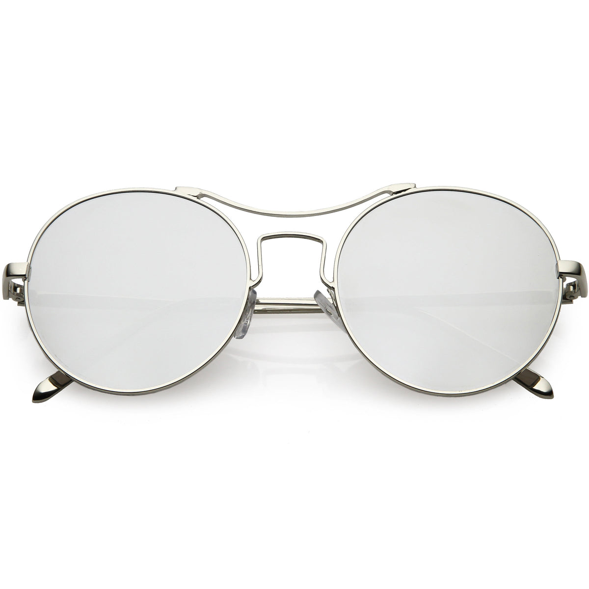 Chic Modern Slim Metal Flat Lens Round Sunglasses C873