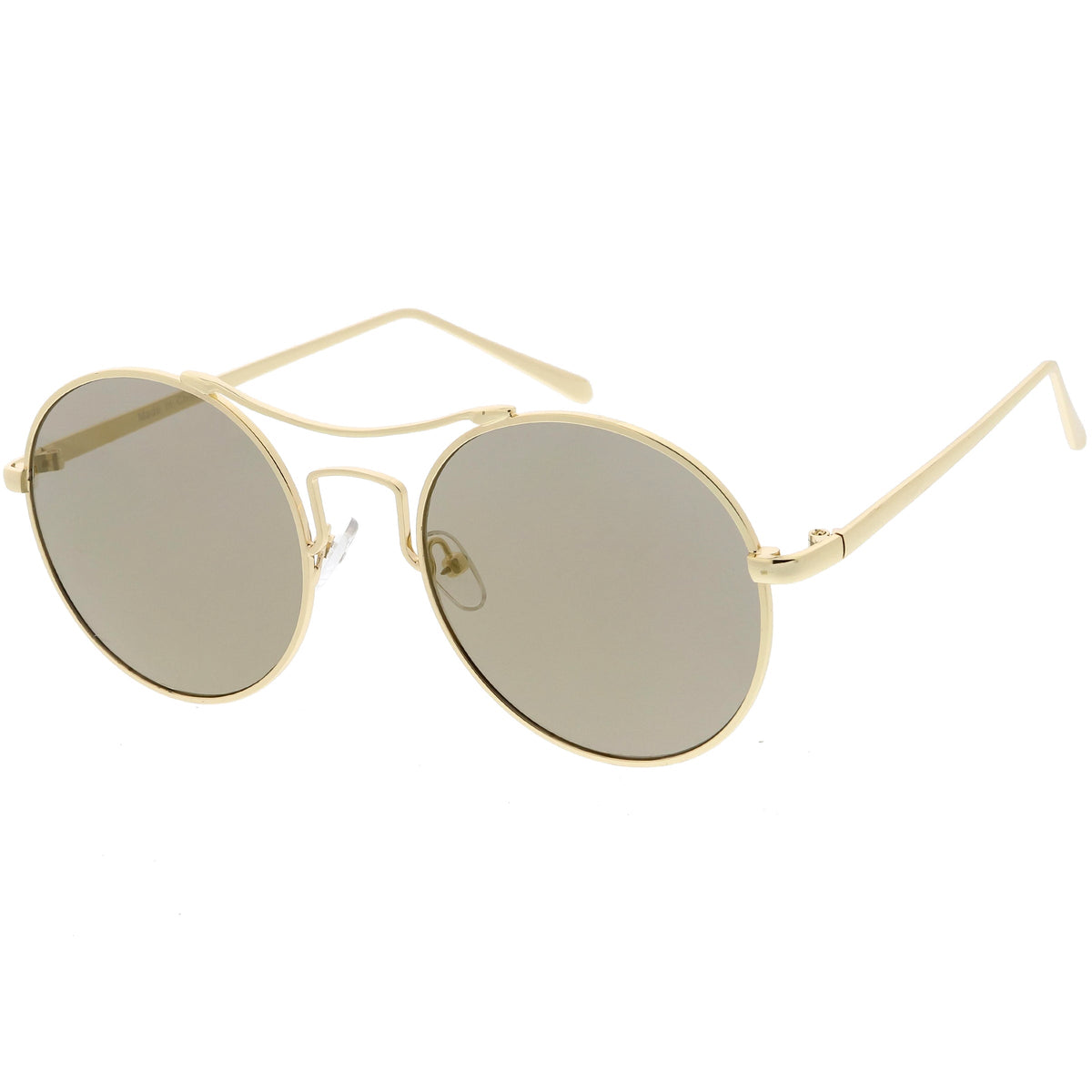Chic Modern Slim Metal Flat Lens Round Sunglasses C873