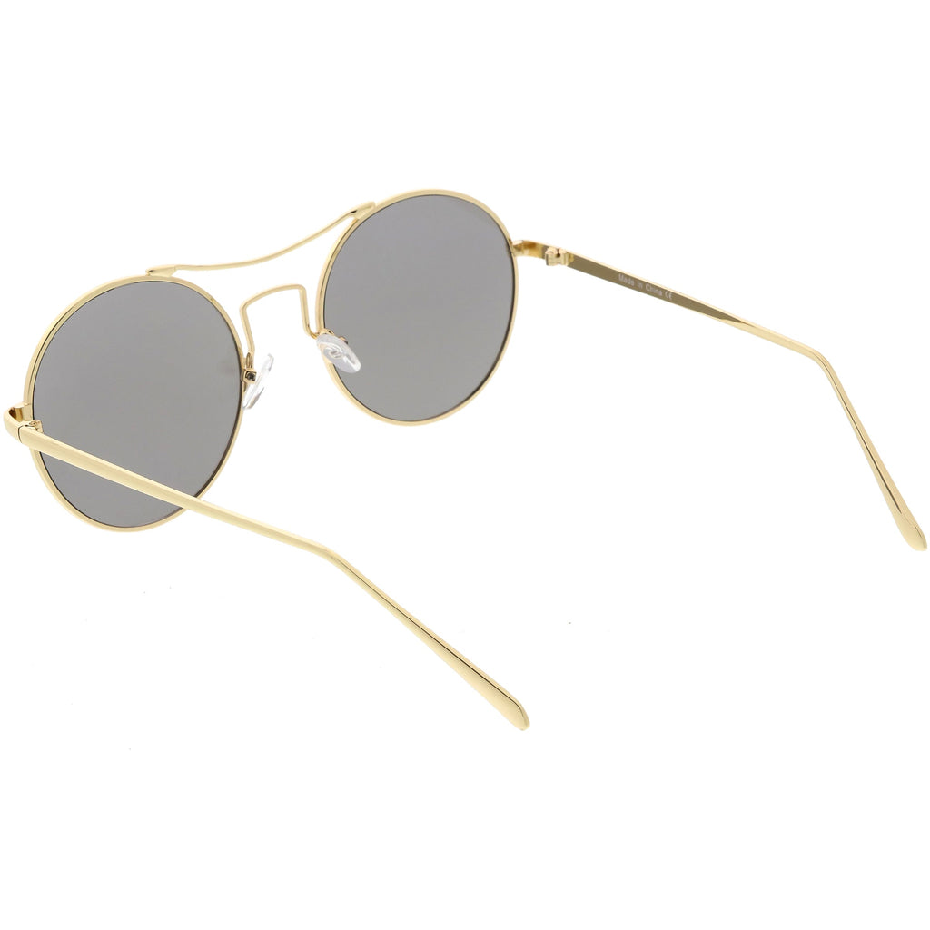Chic Modern Slim Metal Flat Lens Round Sunglasses C873