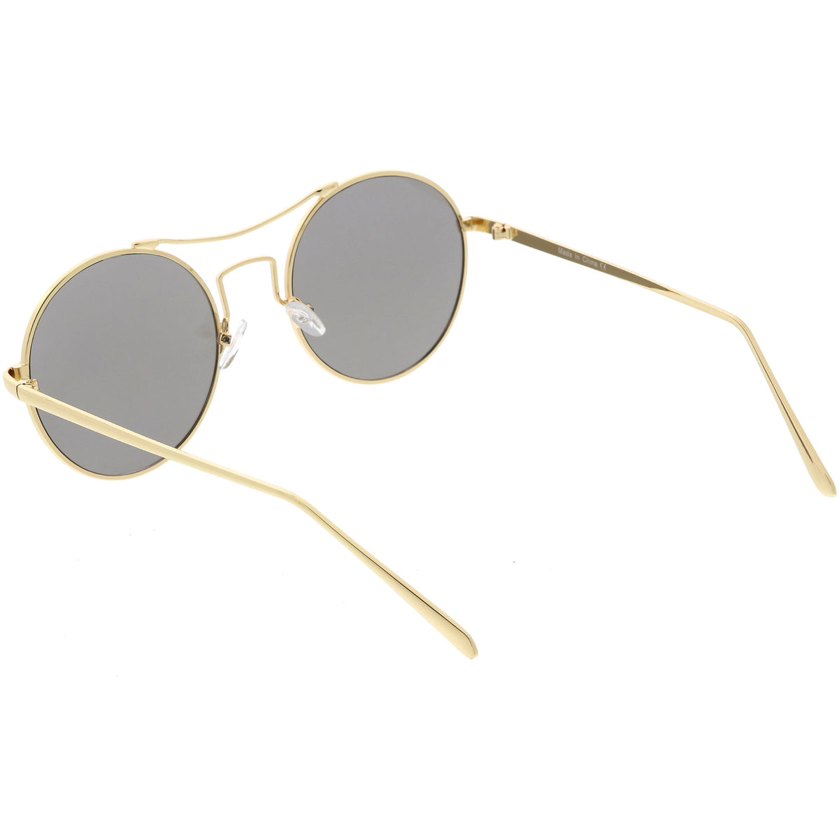 Chic Modern Slim Metal Flat Lens Round Sunglasses C873