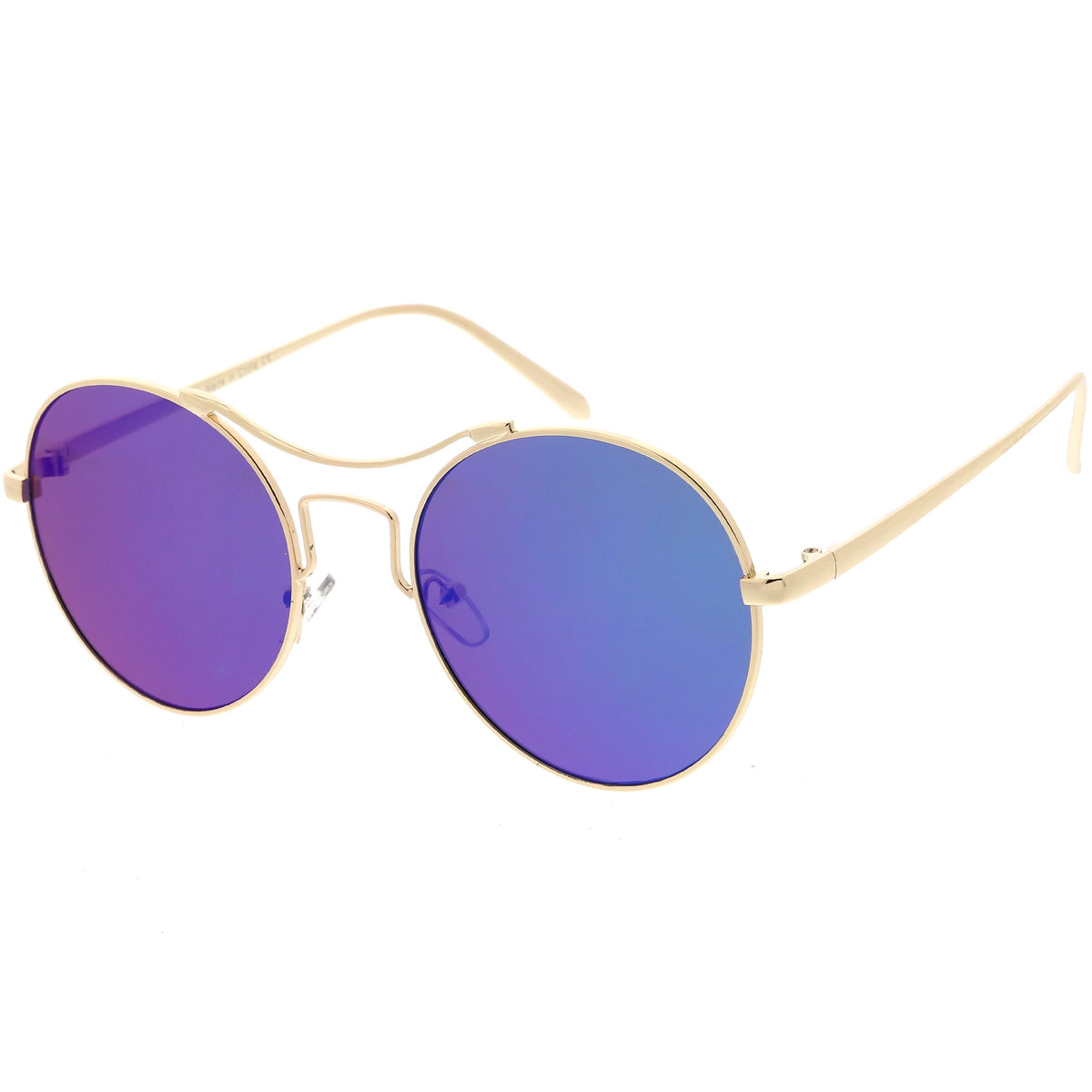 Chic Modern Slim Metal Flat Lens Round Sunglasses C873