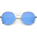 Chic Modern Slim Metal Flat Lens Round Sunglasses C873